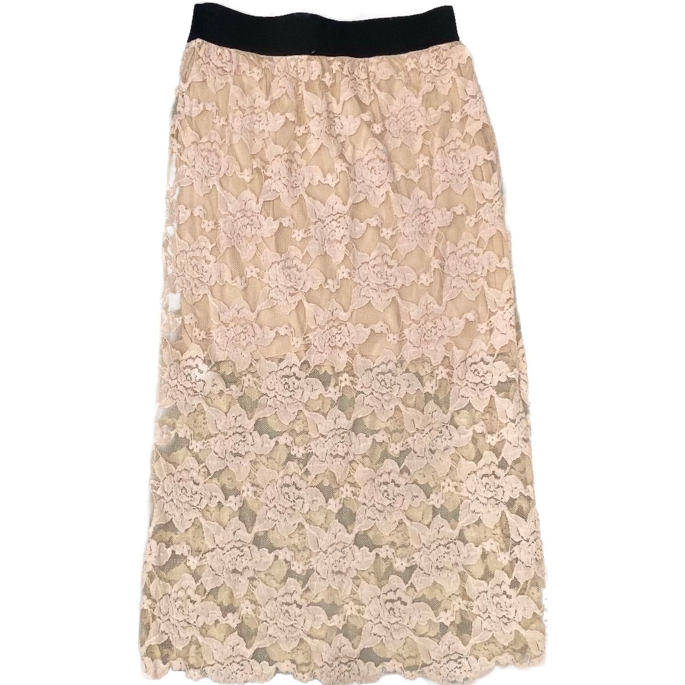 Light Pink Floral lace skirt transparent size s/m